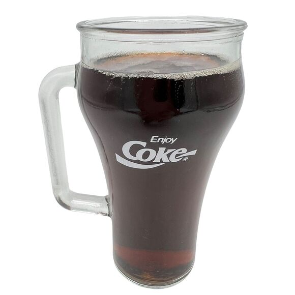 Coca Cola Curvy Glass Handle Mug Coke Beverage 12 oz Retro Vintage Soda Pop - Picture 2 of 6